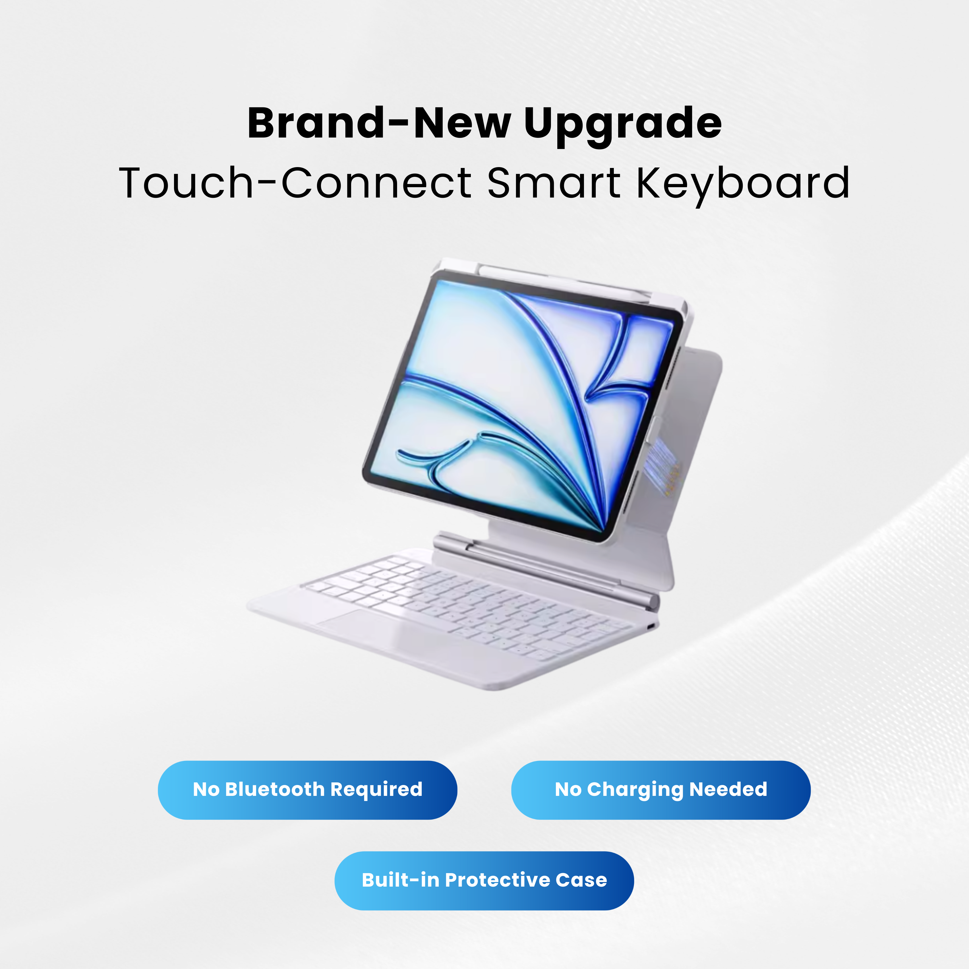 TabShell Touch-Connect iPad Keyboard Case (No Bluetooth Required)