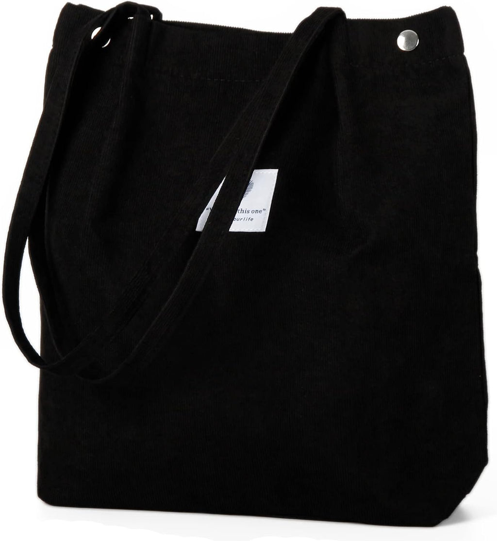 Corduroy Tote Bag Cute Tote Bags for Women Shoulder Bag with Inner Pocket for Work Beach Travel and Shopping Grocery