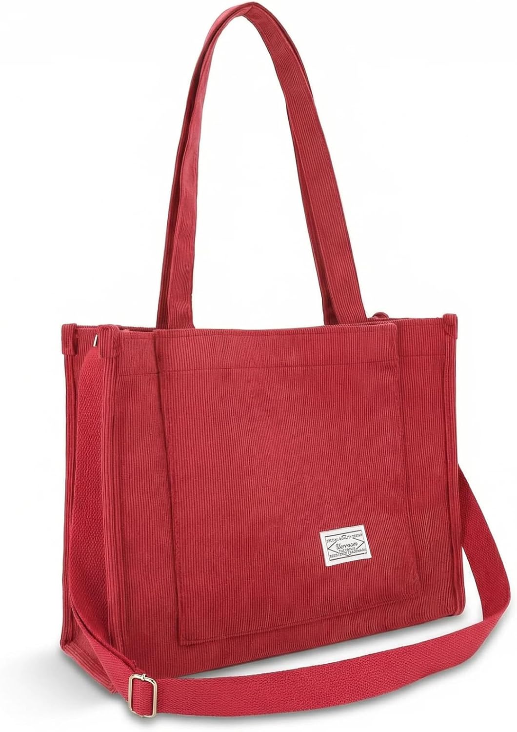 Tote Bag for Women with Compartments,Corduroy Tote for Work Travel College Book Bag Women Purse Handbag Crossbody Bag