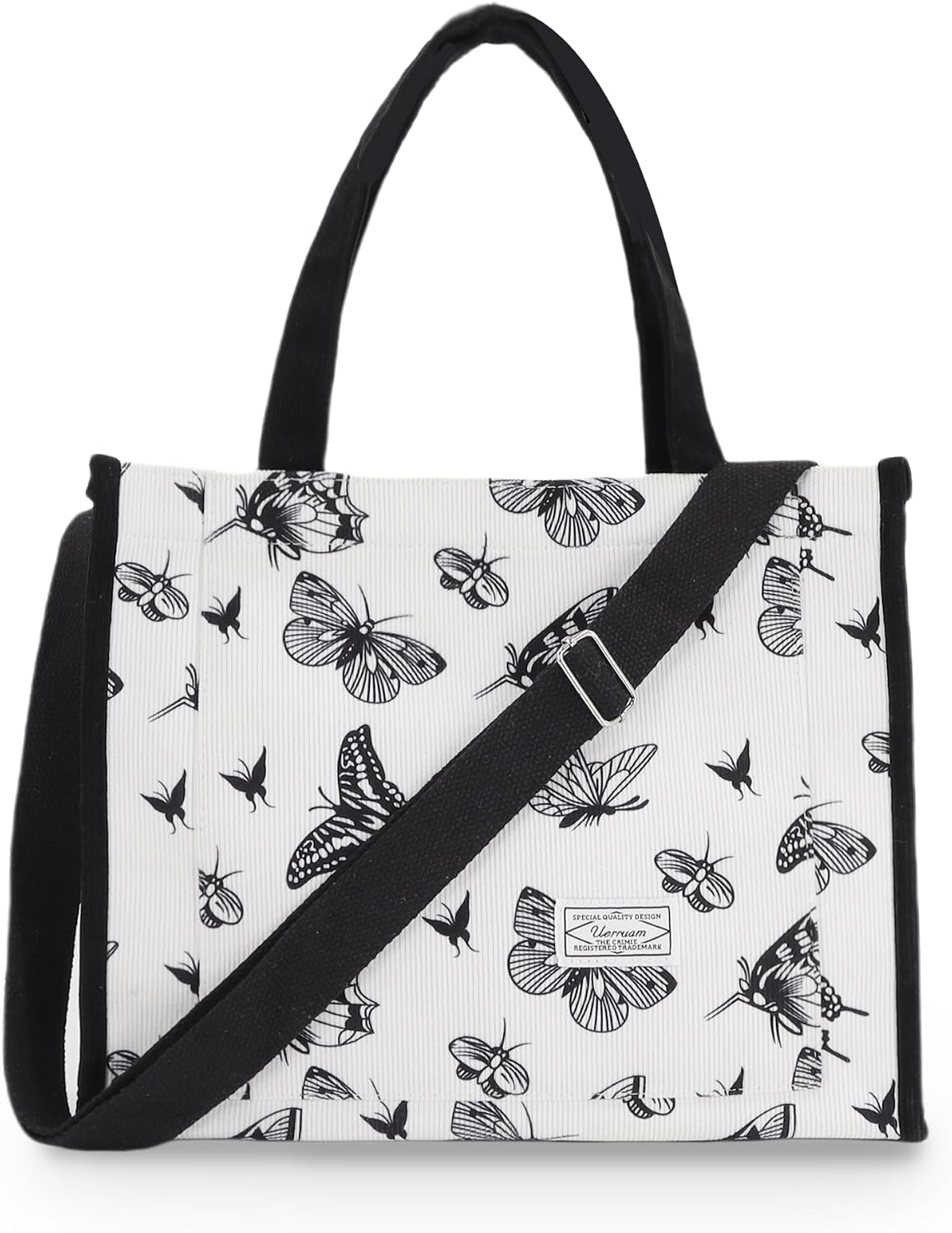 Tote Bag for Women with Compartments,Corduroy Tote for Work Travel College Book Bag Women Purse Handbag Crossbody Bag
