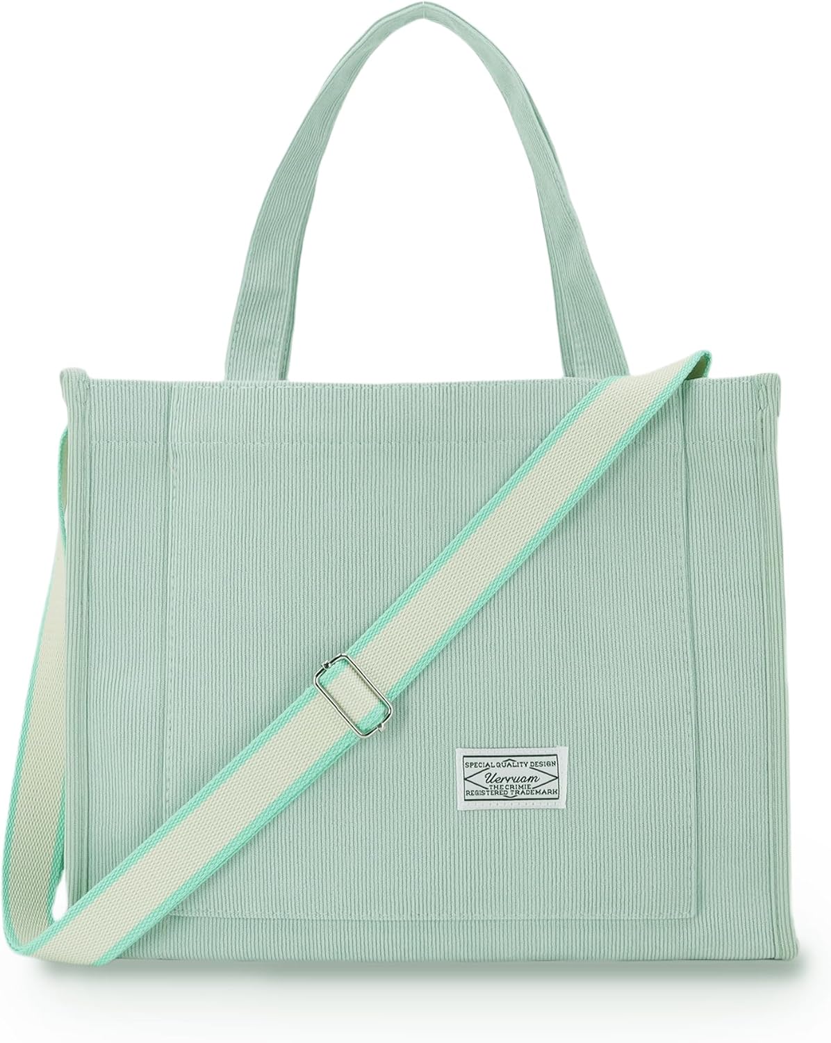 Tote Bag for Women with Compartments,Corduroy Tote for Work Travel College Book Bag Women Purse Handbag Crossbody Bag
