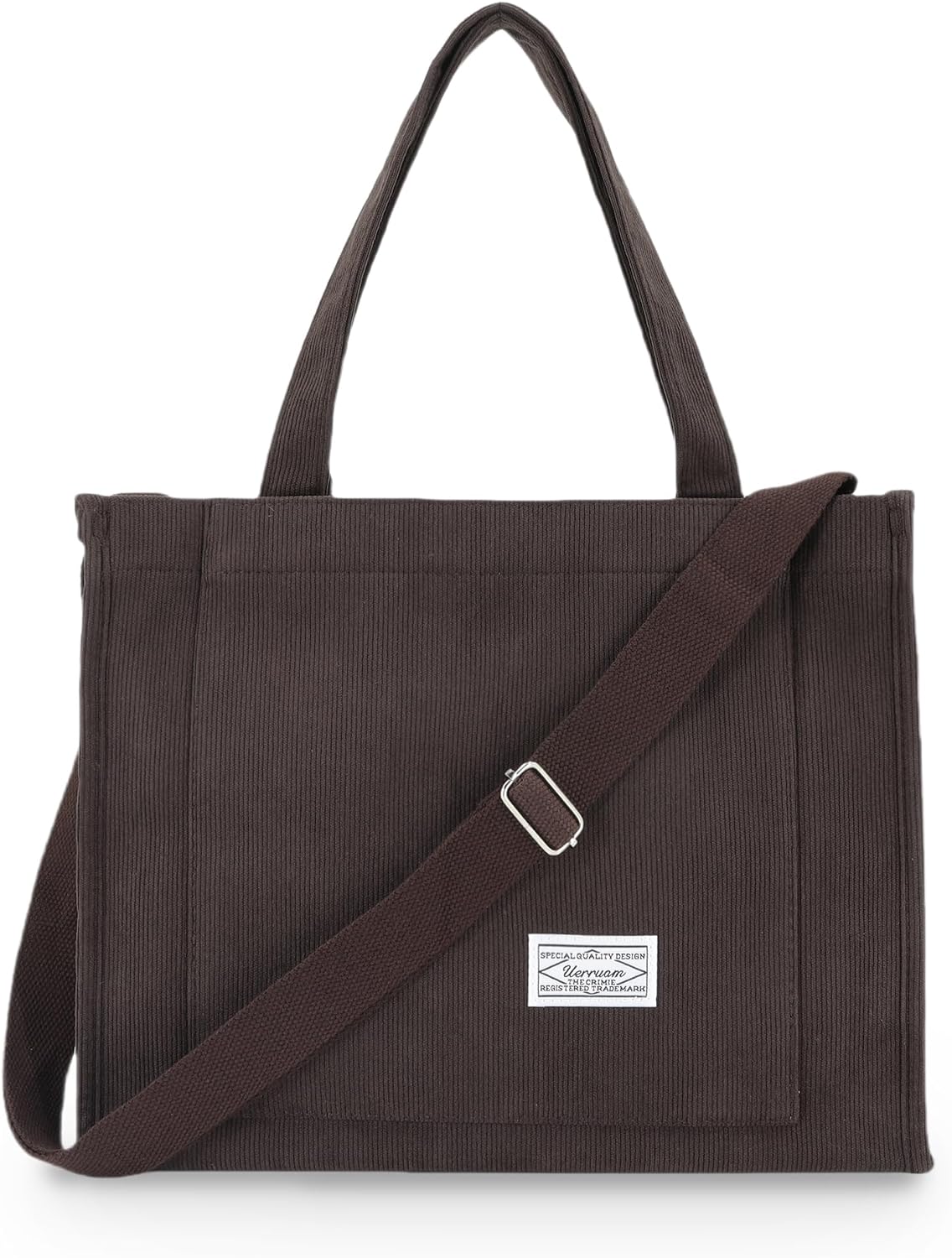 Tote Bag for Women with Compartments,Corduroy Tote for Work Travel College Book Bag Women Purse Handbag Crossbody Bag