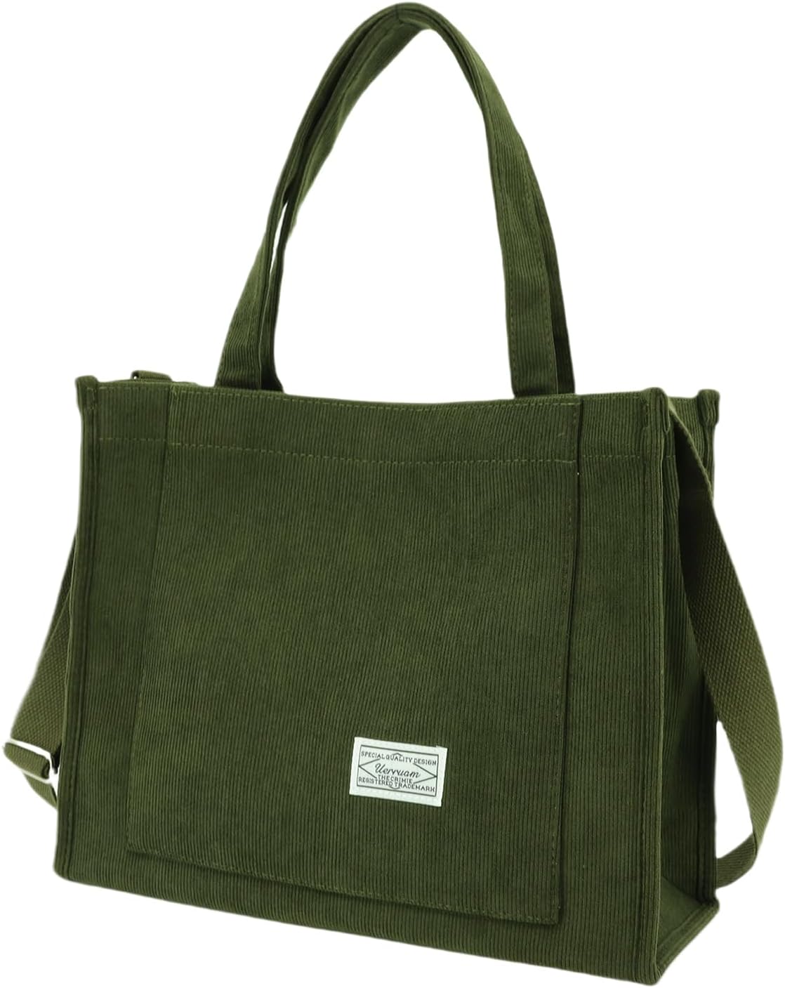 Tote Bag for Women with Compartments,Corduroy Tote for Work Travel College Book Bag Women Purse Handbag Crossbody Bag