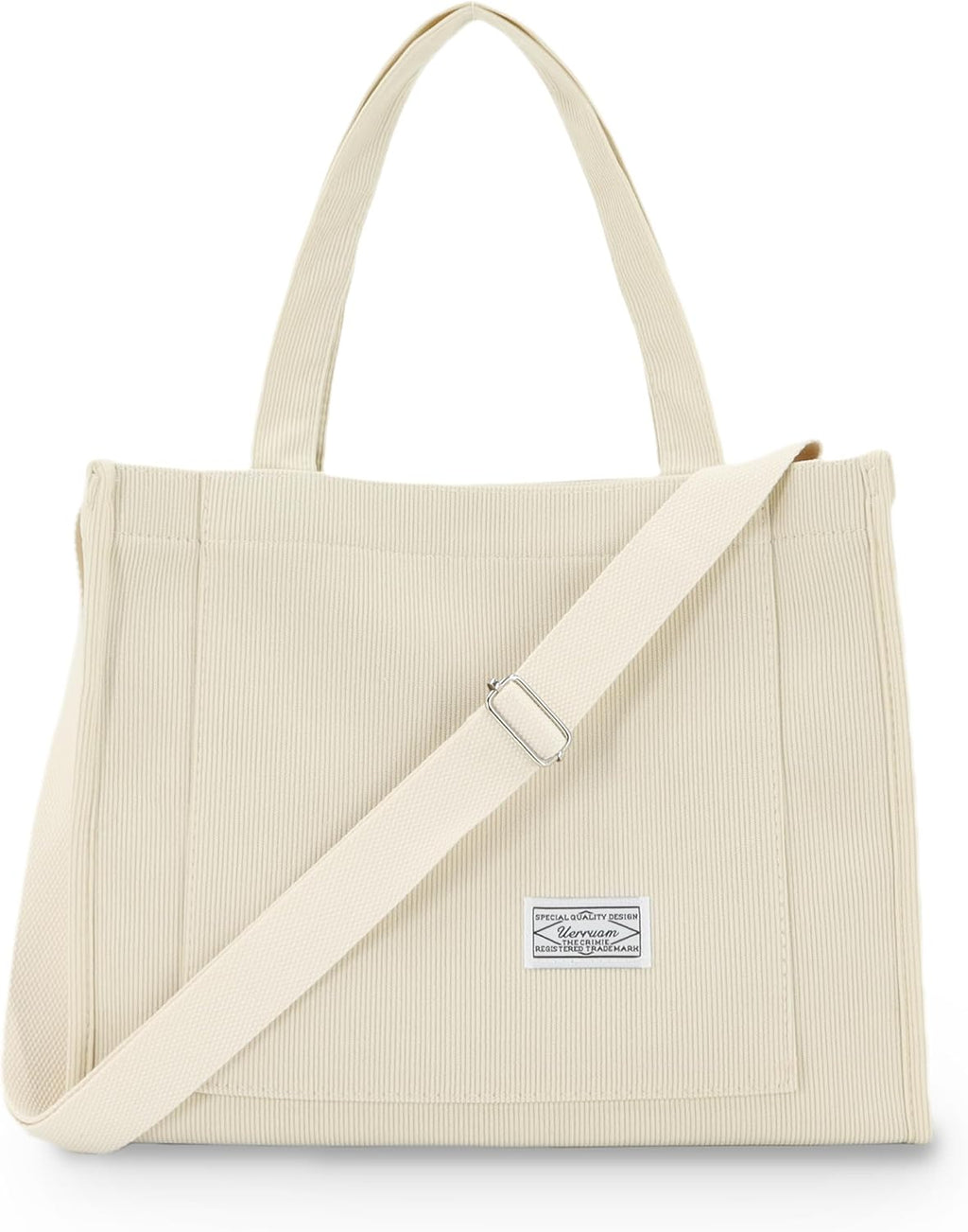 Tote Bag for Women with Compartments,Corduroy Tote for Work Travel College Book Bag Women Purse Handbag Crossbody Bag