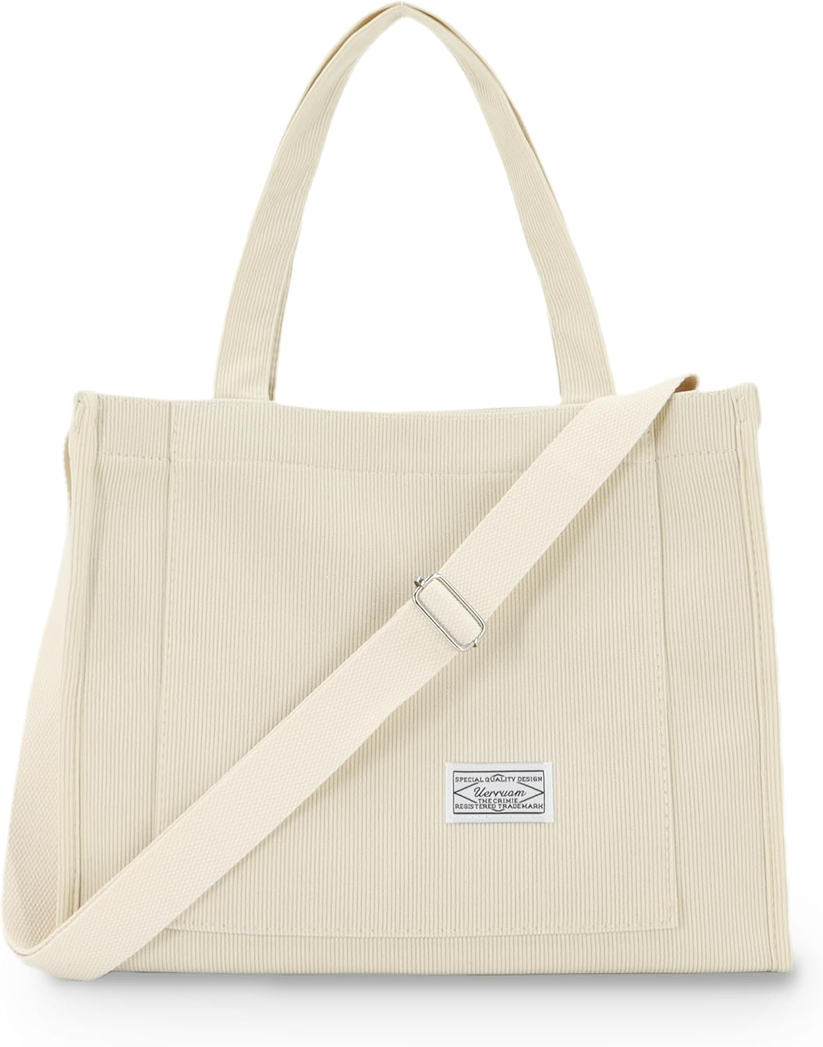 Tote Bag for Women with Compartments,Corduroy Tote for Work Travel College Book Bag Women Purse Handbag Crossbody Bag