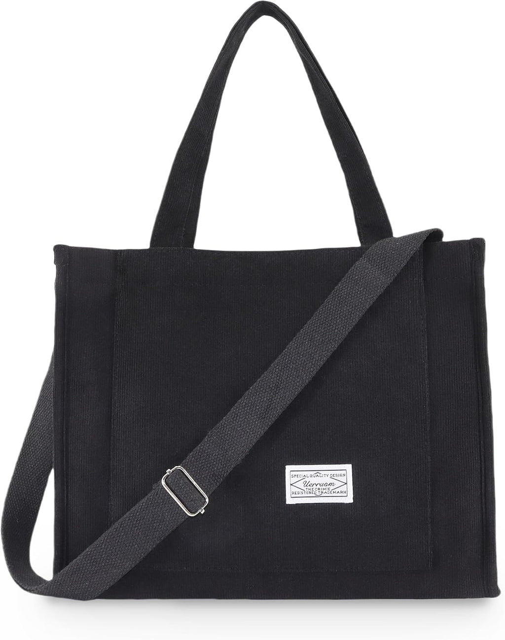 Tote Bag for Women with Compartments,Corduroy Tote for Work Travel College Book Bag Women Purse Handbag Crossbody Bag