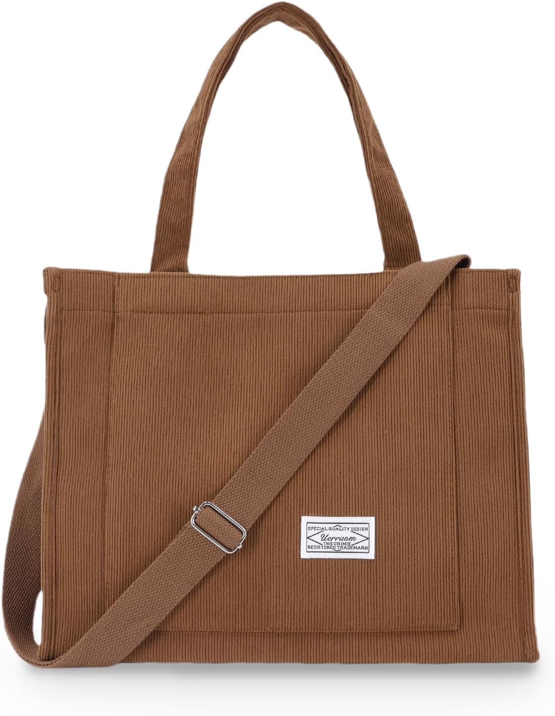 Tote Bag for Women with Compartments,Corduroy Tote for Work Travel College Book Bag Women Purse Handbag Crossbody Bag