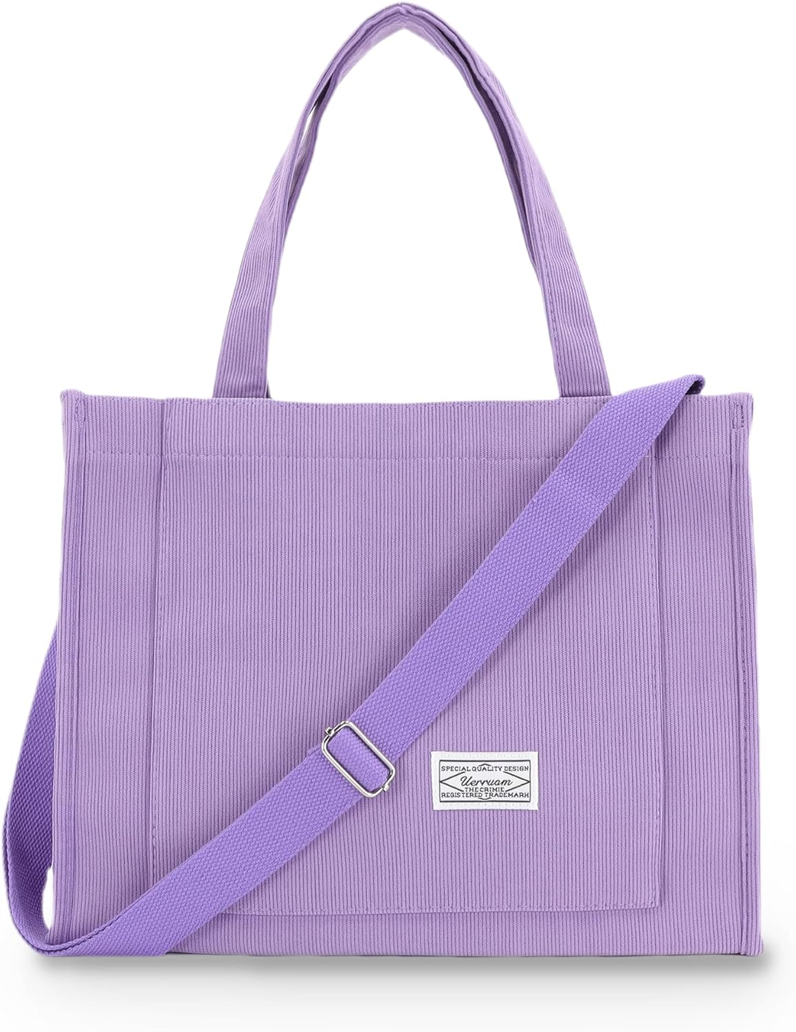 Tote Bag for Women with Compartments,Corduroy Tote for Work Travel College Book Bag Women Purse Handbag Crossbody Bag