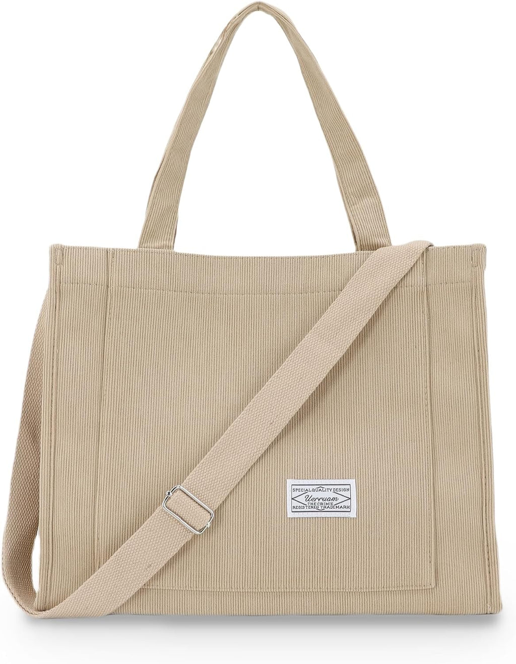 Tote Bag for Women with Compartments,Corduroy Tote for Work Travel College Book Bag Women Purse Handbag Crossbody Bag