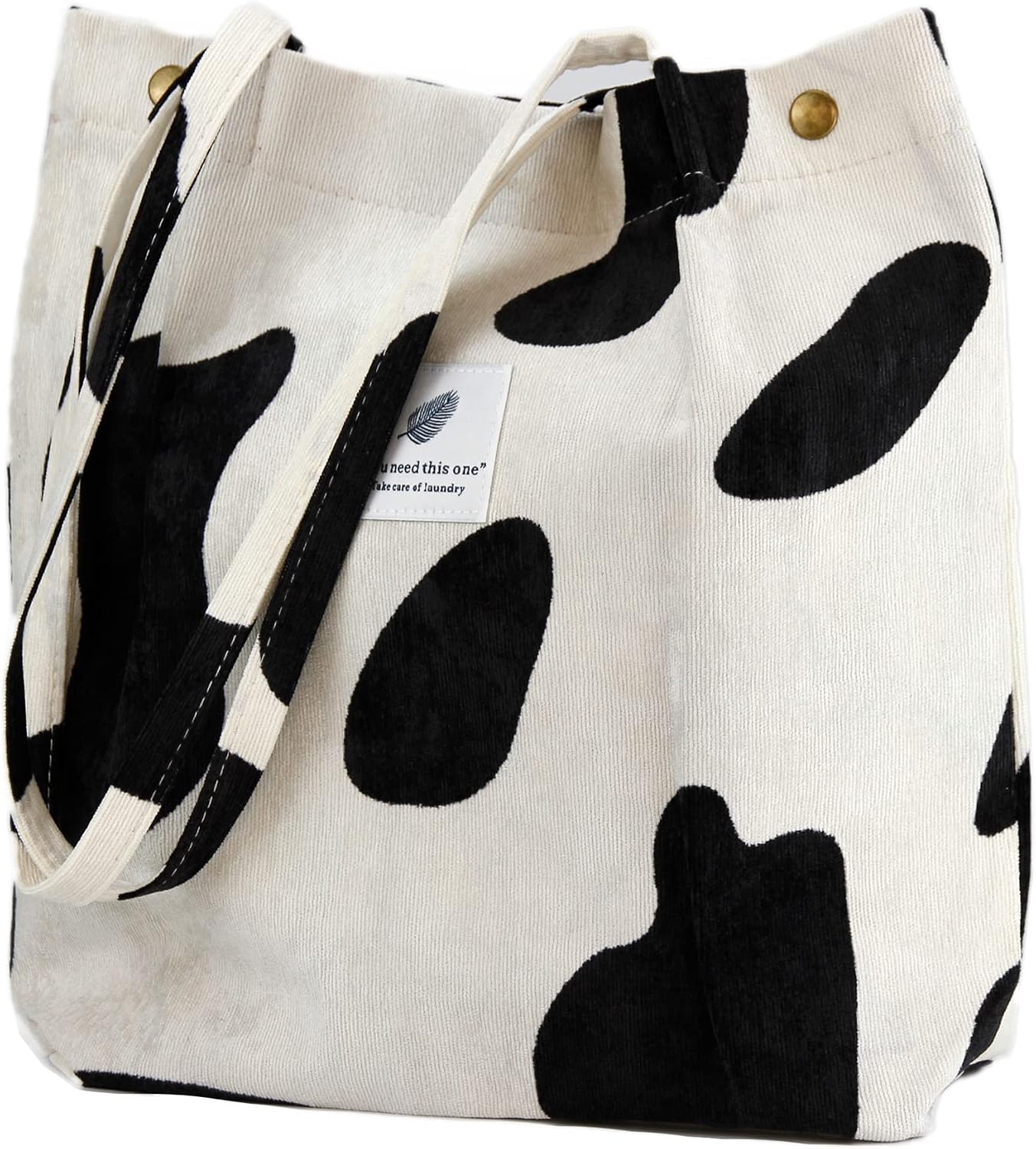 Corduroy Tote Bag Cute Tote Bags for Women Shoulder Bag with Inner Pocket for Work Beach Travel and Shopping Grocery