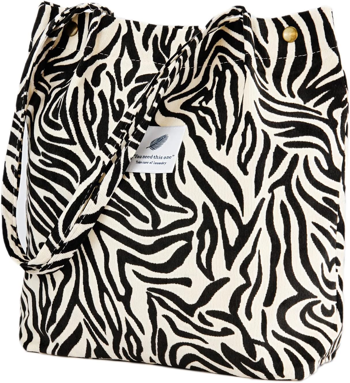 Corduroy Tote Bag Cute Tote Bags for Women Shoulder Bag with Inner Pocket for Work Beach Travel and Shopping Grocery