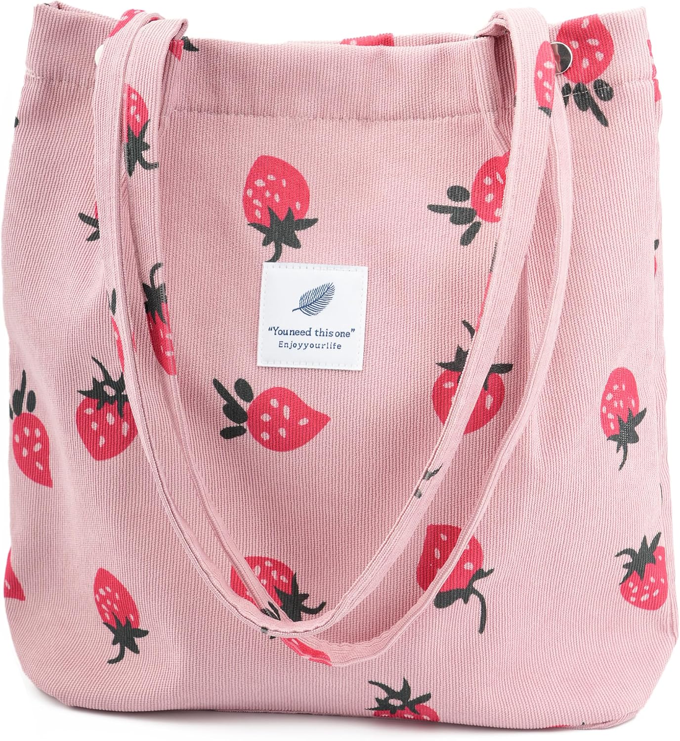 Corduroy Tote Bag Cute Tote Bags for Women Shoulder Bag with Inner Pocket for Work Beach Travel and Shopping Grocery