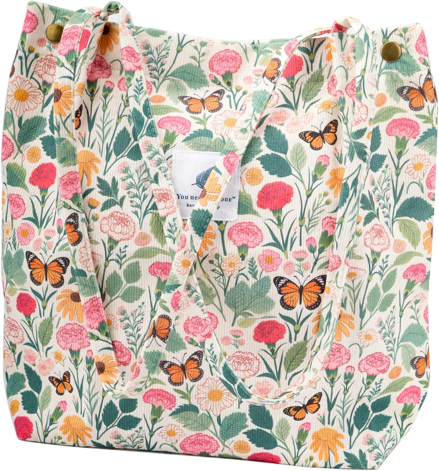 Corduroy Tote Bag Cute Tote Bags for Women Shoulder Bag with Inner Pocket for Work Beach Travel and Shopping Grocery