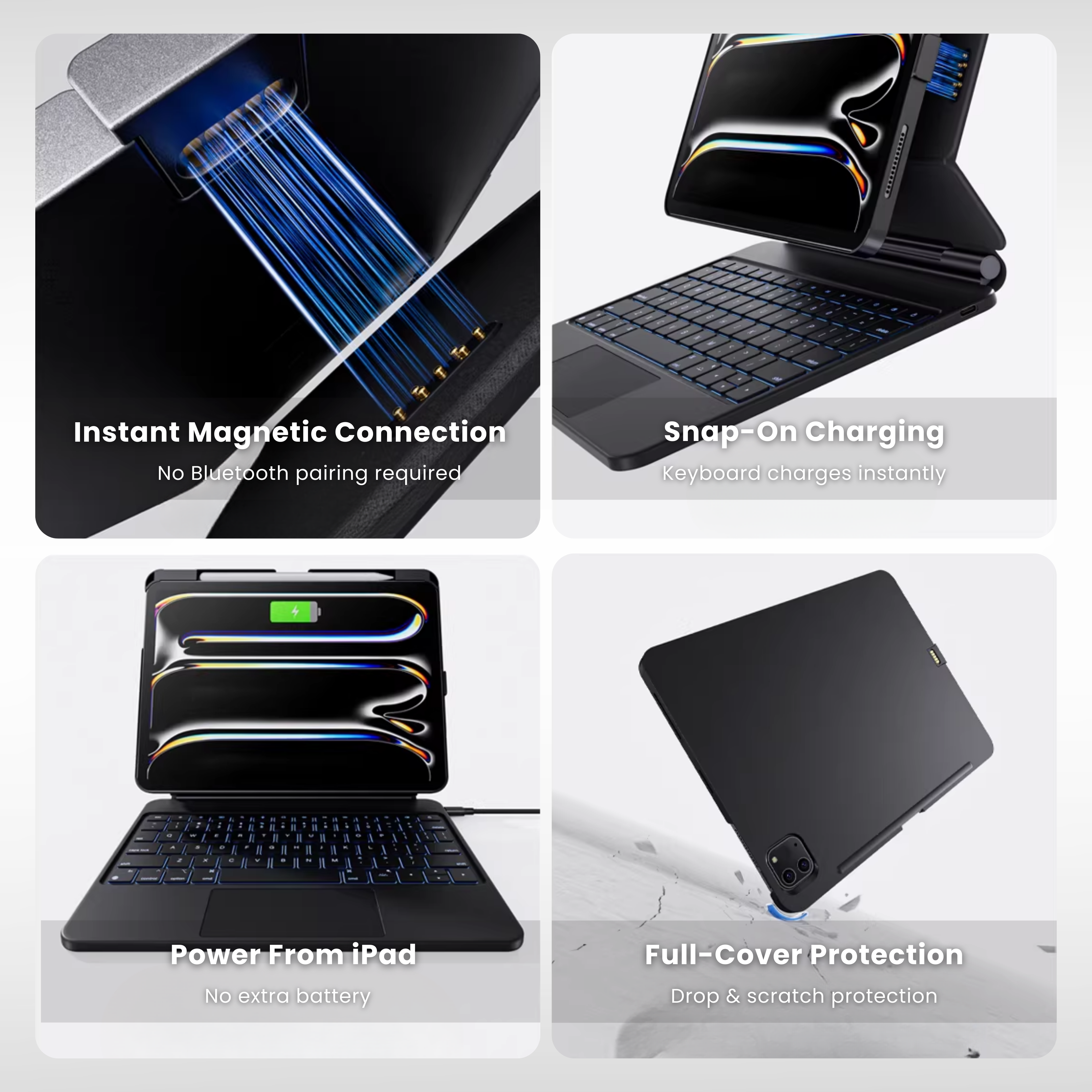 TabShell Touch-Connect iPad Keyboard Case (No Bluetooth Required)