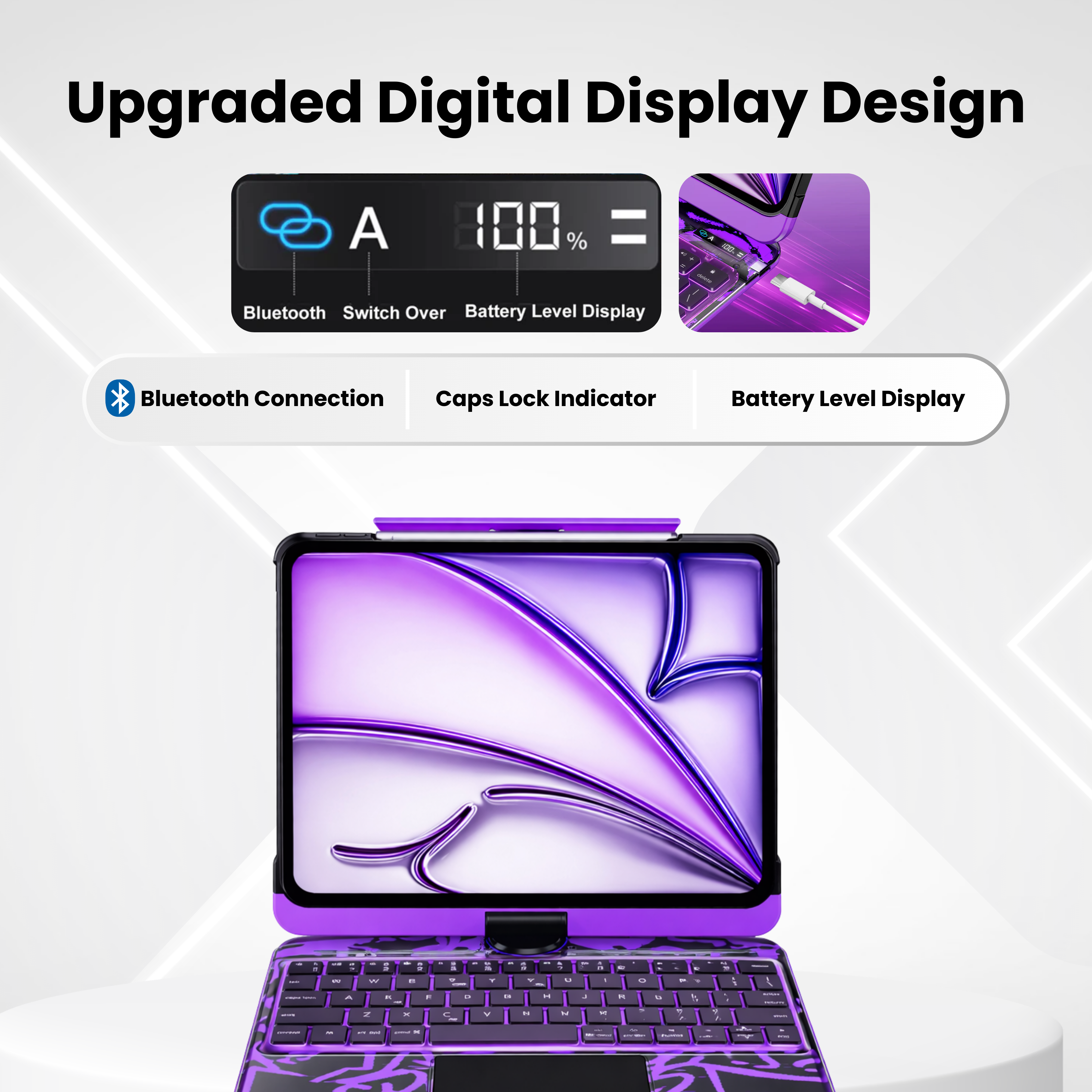 TabShell Y2K Transparent Purple 360° Rotating iPad Keyboard Case
