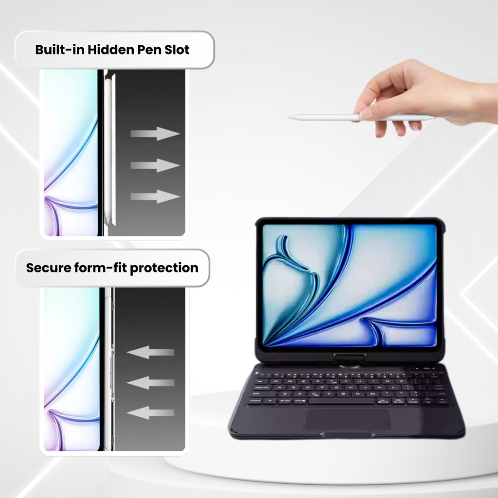 TabShell Black 360° Rotating iPad Keyboard Case