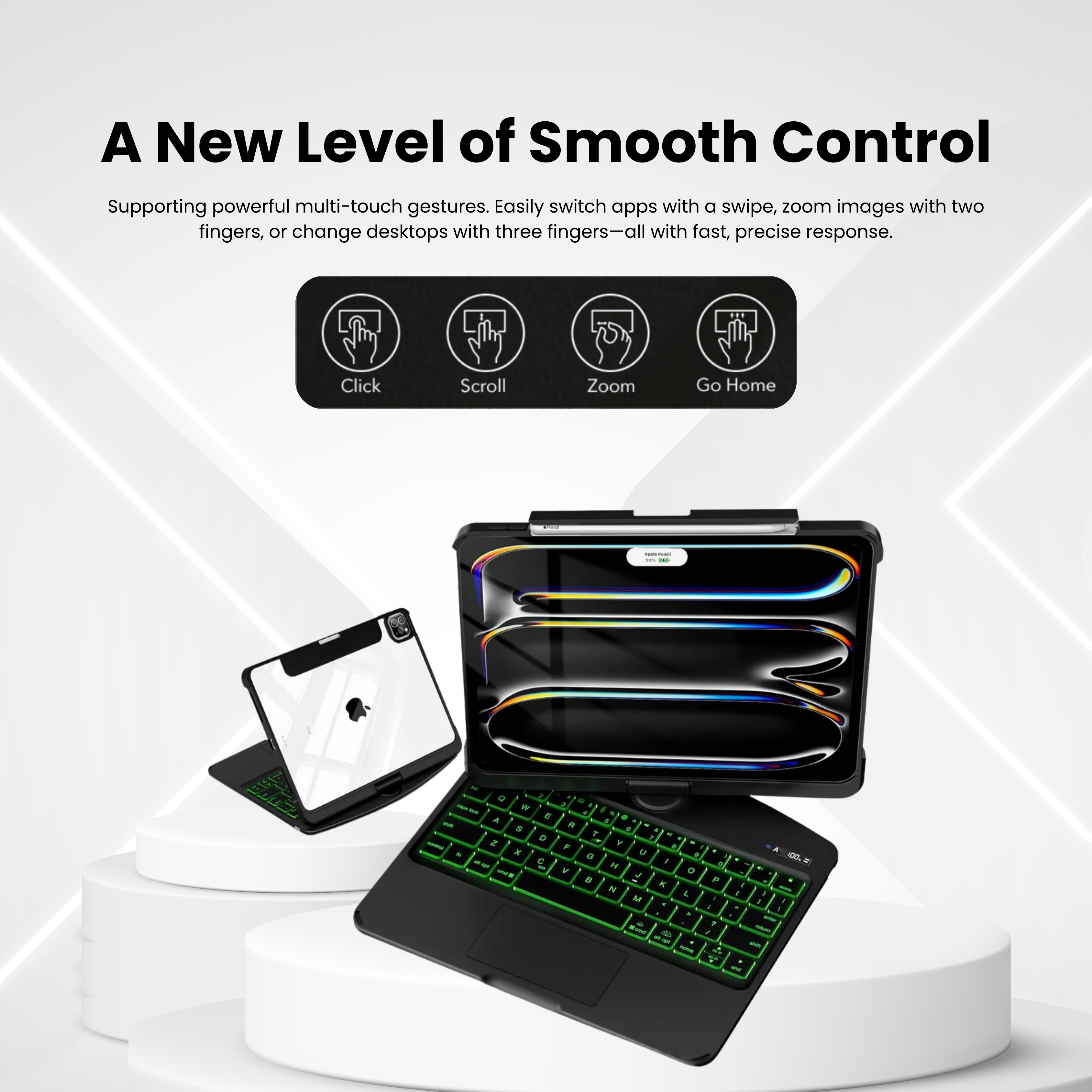 TabShell Black 360° Rotating iPad Keyboard Case