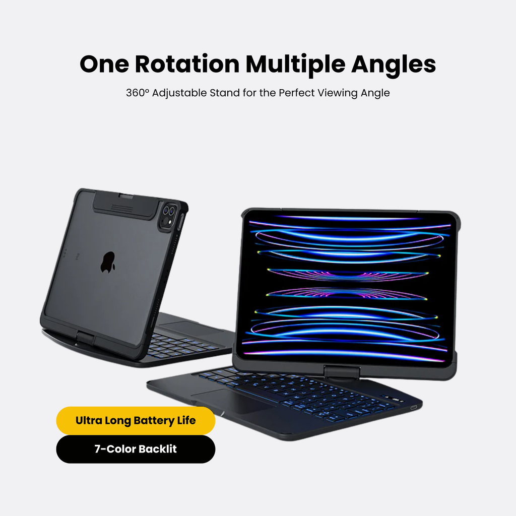 TabShell Black 360° Rotating iPad Keyboard Case
