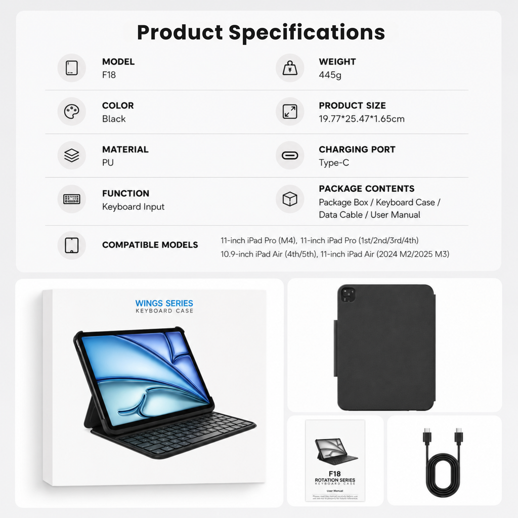 TabShell Lightweight Butterfly iPad Keyboard Case