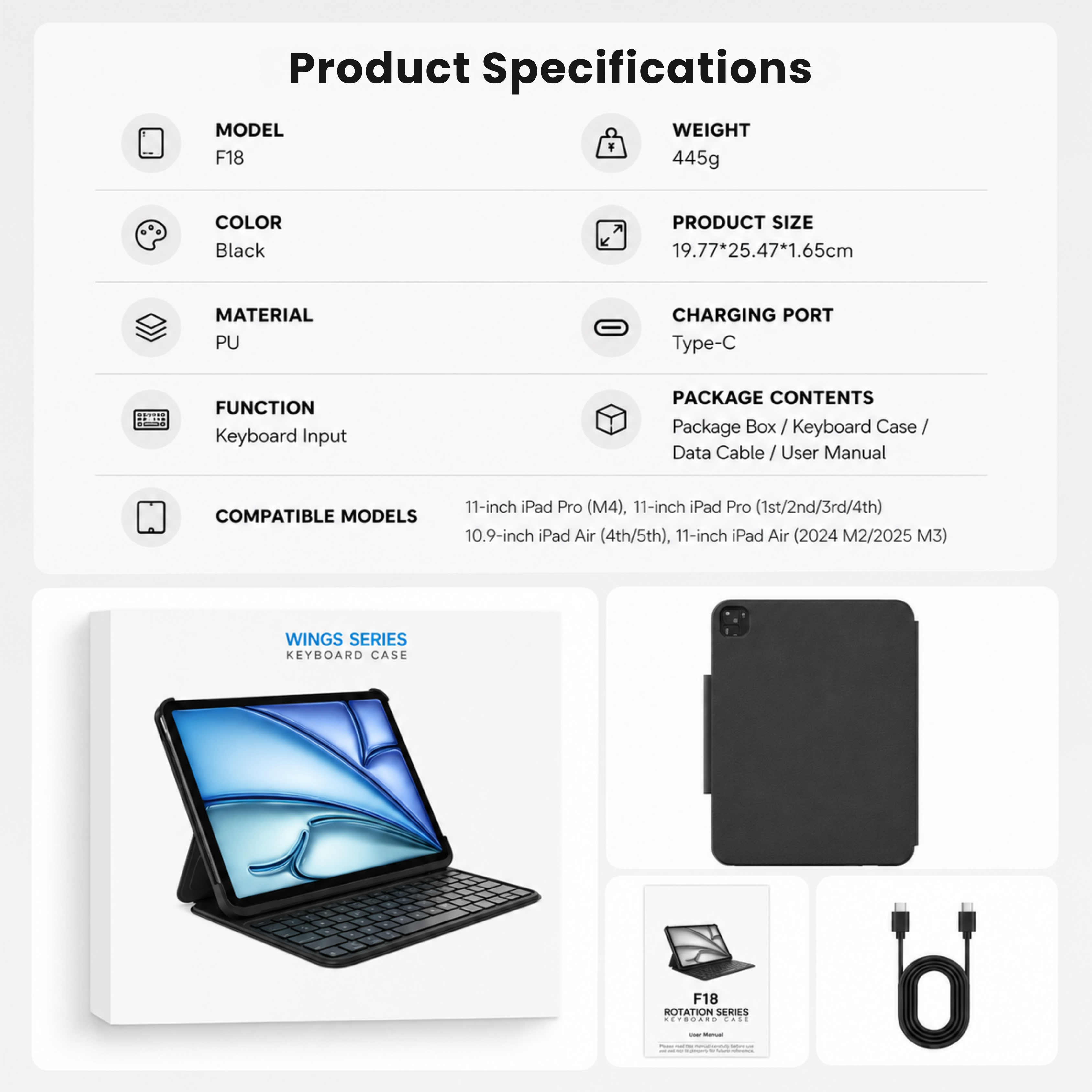 TabShell Lightweight Butterfly iPad Keyboard Case