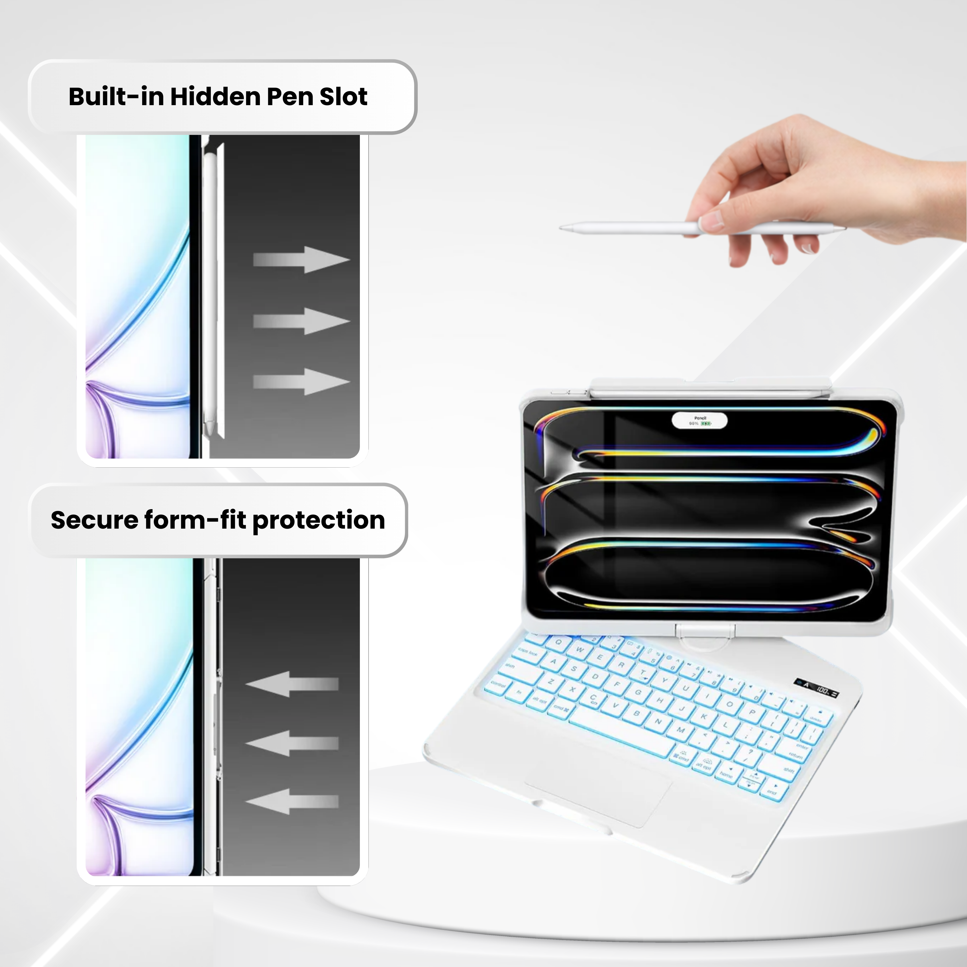 TabShell White 360° Rotating iPad Keyboard Case