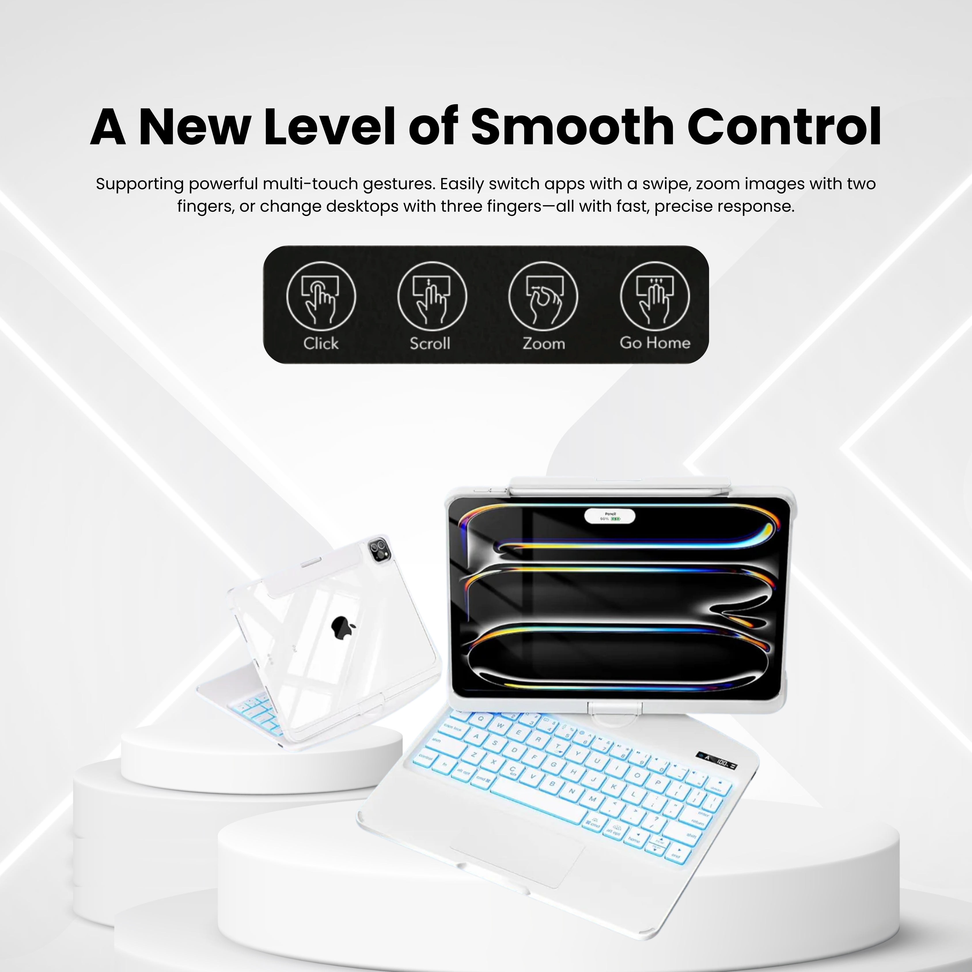 TabShell White 360° Rotating iPad Keyboard Case