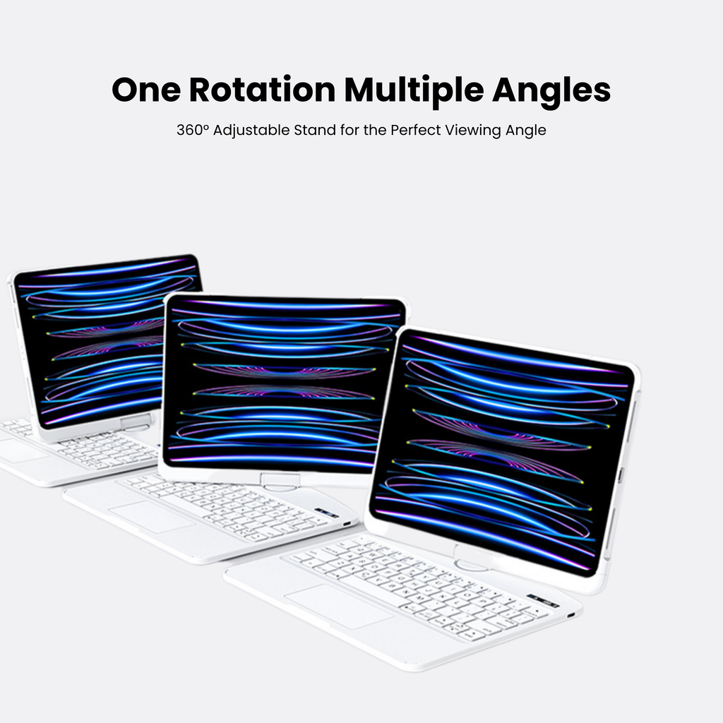 TabShell White 360° Rotating iPad Keyboard Case