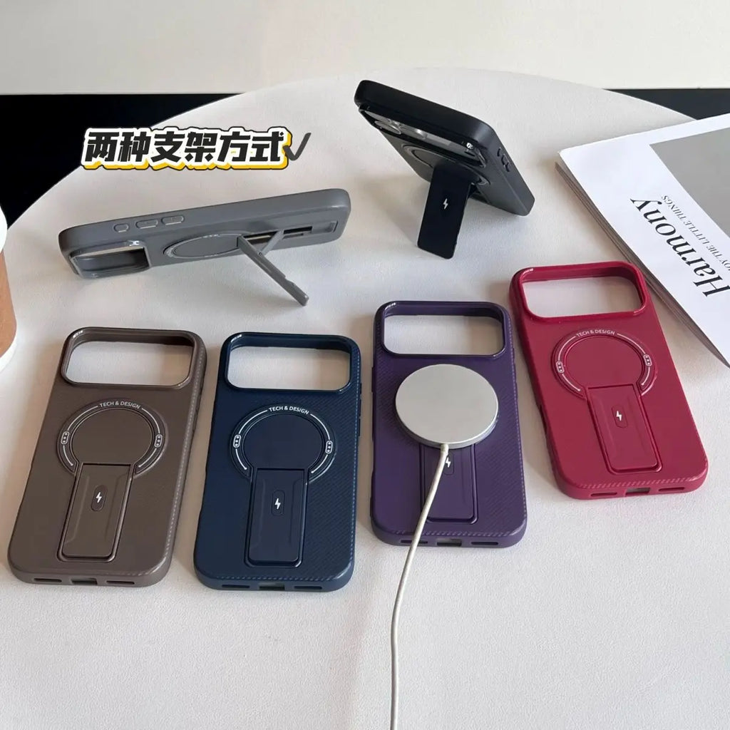 For Magsafe Shockproof Phone Cases for IPhone 17 Air 16 E 15 14 13 12 11 Pro Max Plus Magnetic Mounting Bracket Protective Cover